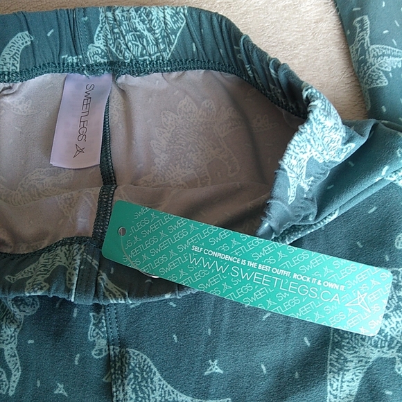 NWT Sweetlegs Petite Teal Dinosaur Leggings (One Size) - Picture 5 of 9